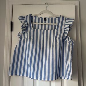 SHEIN Blue and White Striped Blouse